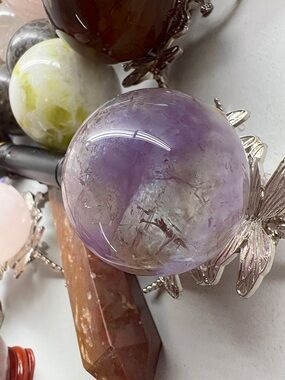 Spectacular Lavender Amethyst Crystal Sphere W/Stand